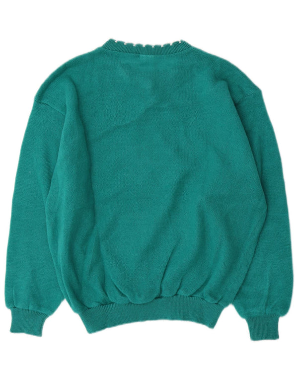 Sweter damski w stylu vintage z okrągłym dekoltem UK 16, duży, zielony akryl