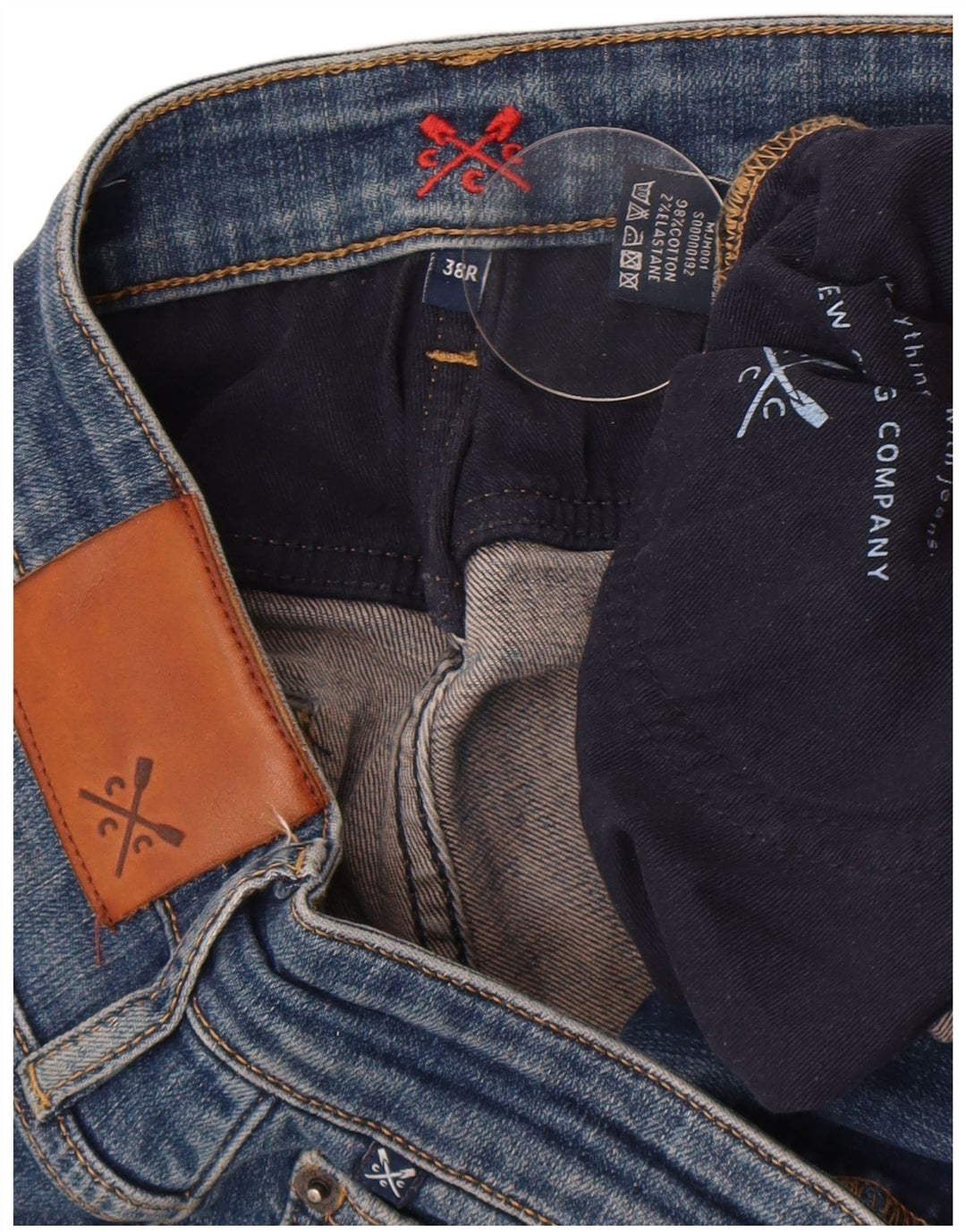 Crew Clothing Męskie regularne proste dżinsy W38 L27 Niebieska bawełna