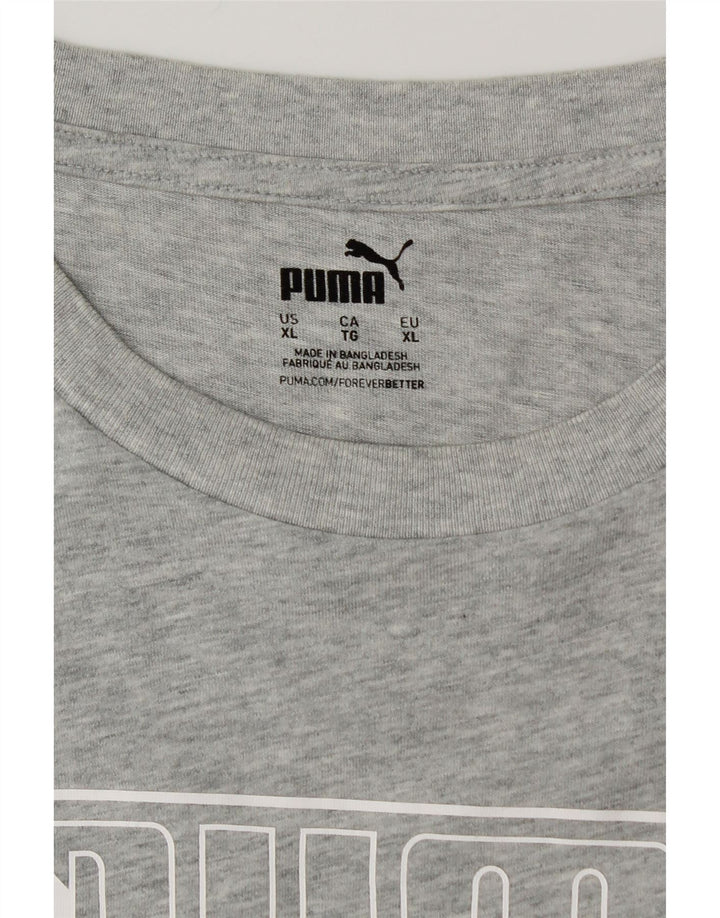Męski T-shirt z grafiką PUMA, rozmiar XL, szary, nakrapiany
