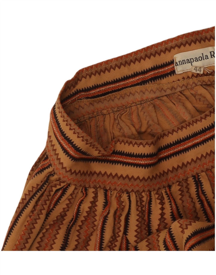 Vintage damska plisowana spódnica IT 44 Medium W26 brązowa geometryczna aztec