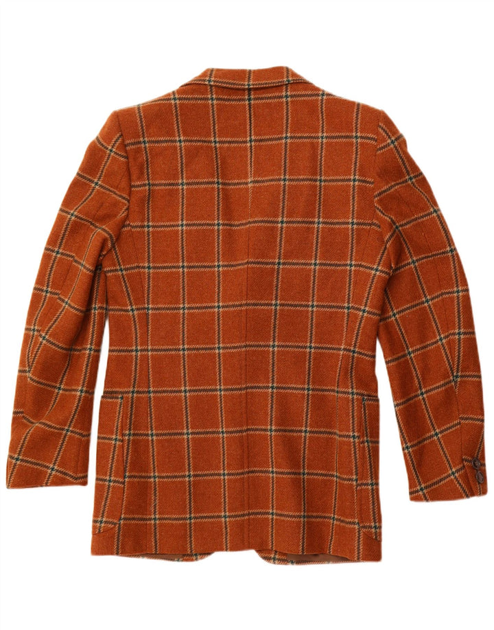 Męska marynarka zapinana na 2 guziki VINTAGE IT 50, duża, wełniana w brązową kratkę