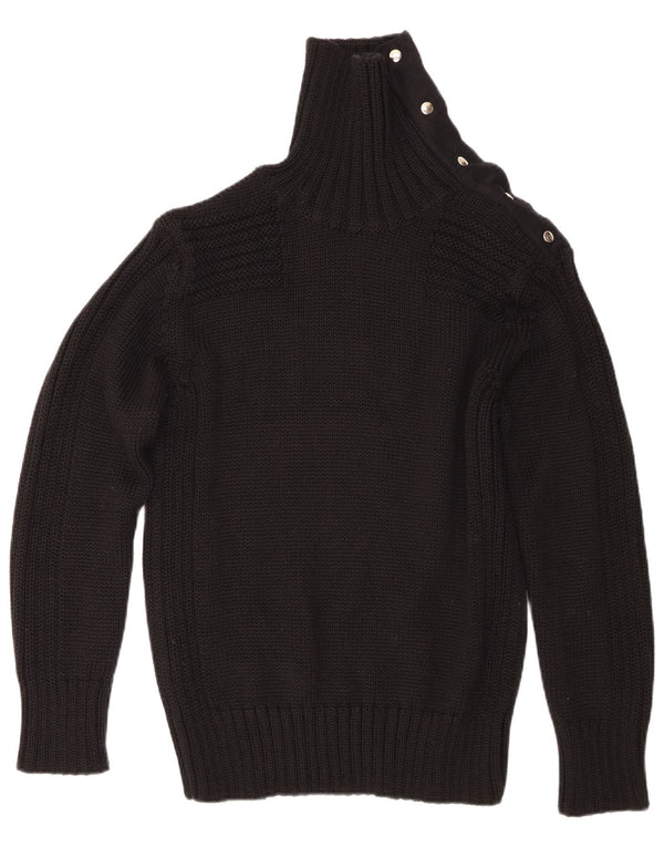 Damski sweter z wywijanym dekoltem Sonny Bono UK 20 2XL Czarna wełna Merino