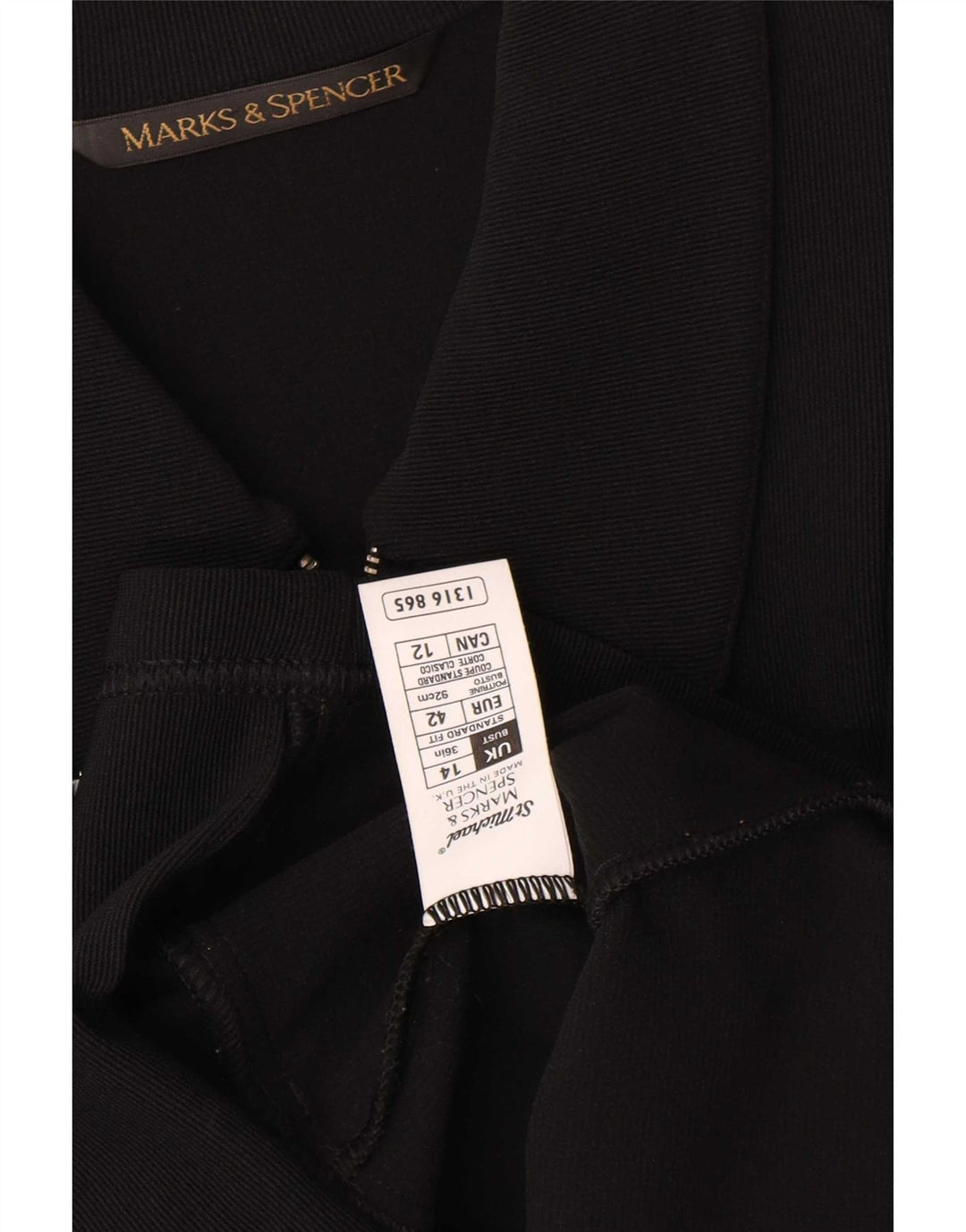 Marks & Spencer Damska marynarka z zamkiem błyskawicznym UK 14, średni czarny nylon