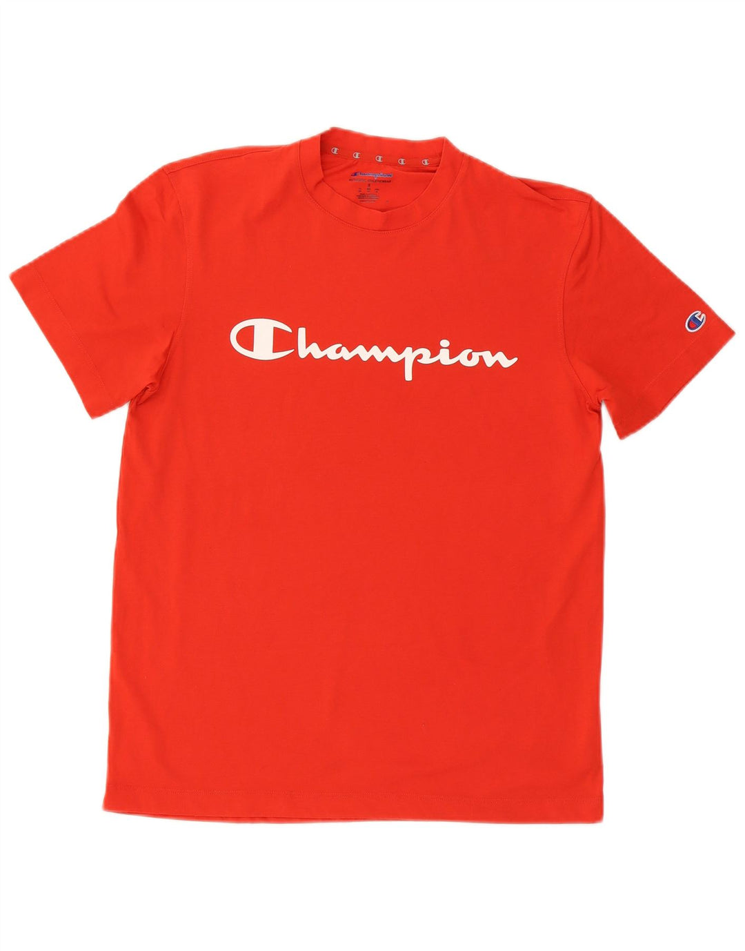 Męski T-shirt z grafiką Champion, mały, czerwony, poliestrowy