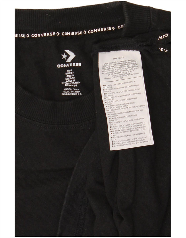 Converse Męski graficzny top z długim rękawem, mały, czarny, bawełniany
