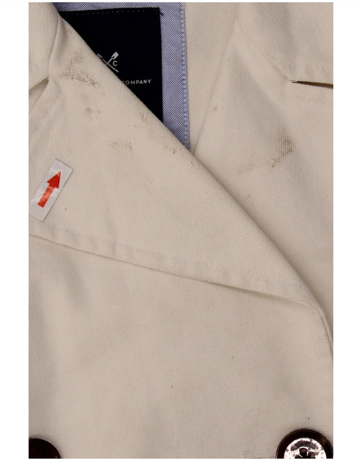 CREW CLOTHING Damski płaszcz groszkowy UK 16, duży, biały, bawełniany