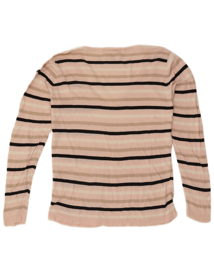 Damski sweter Lacoste z dekoltem w kształcie litery V, rozmiar 40, średnie różowe paski