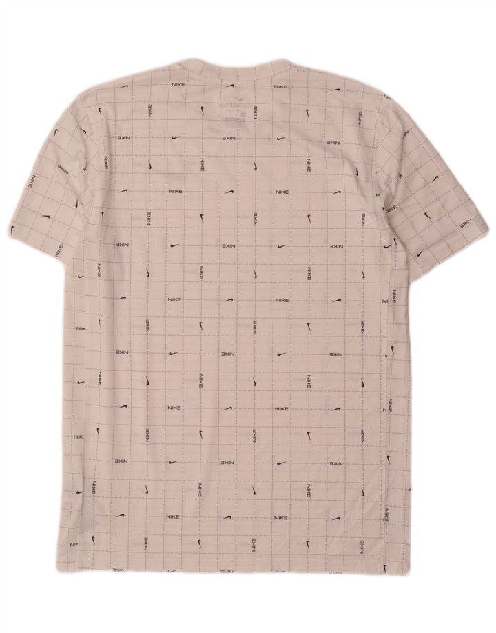 Męski T-shirt z grafiką Nike Dri Fit, poliester w średnią białą kratkę