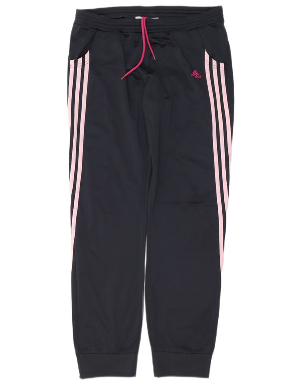 ADIDAS Womens Tracksuit Trousers Joggers UK 16 Large Navy Blue Polyester