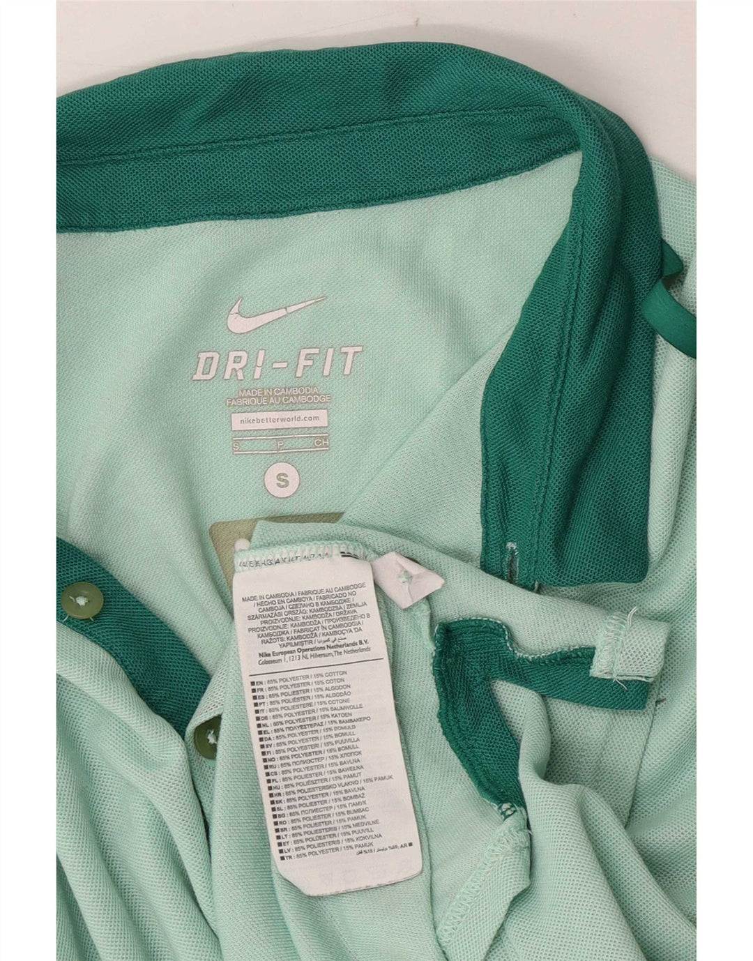 Męska koszulka polo Nike Dri Fit, mała, zielona, z blokami kolorów, poliester
