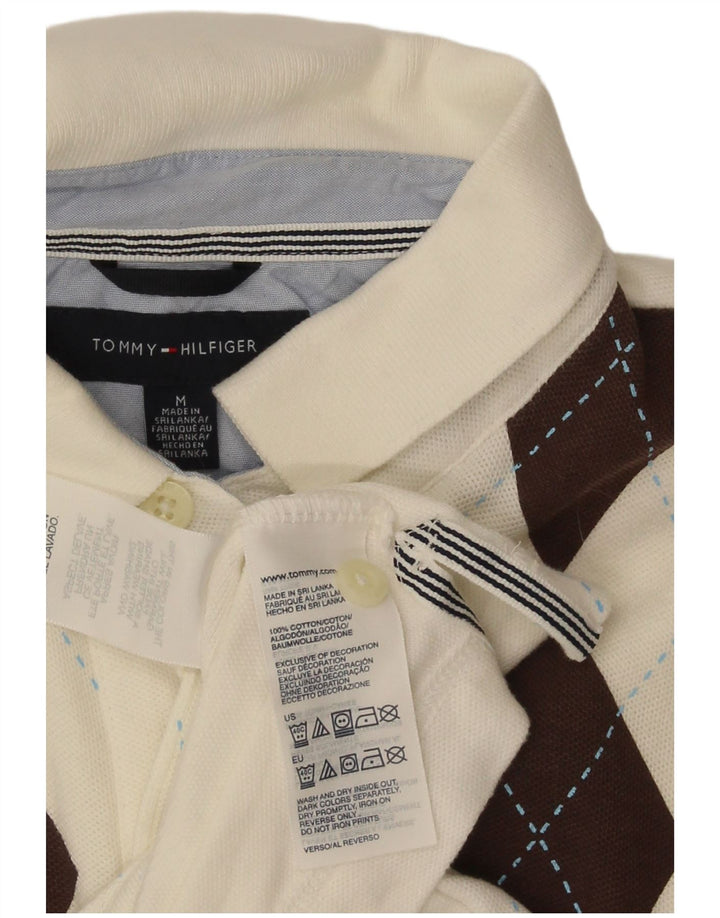 Męska koszulka polo Tommy Hilfiger Średnia biała tkanina argyle/diamentowa bawełna