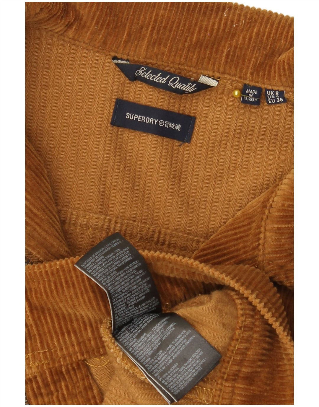 Damska kurtka sztruksowa Superdry Crop UK 8, mała, brązowa, bawełniana