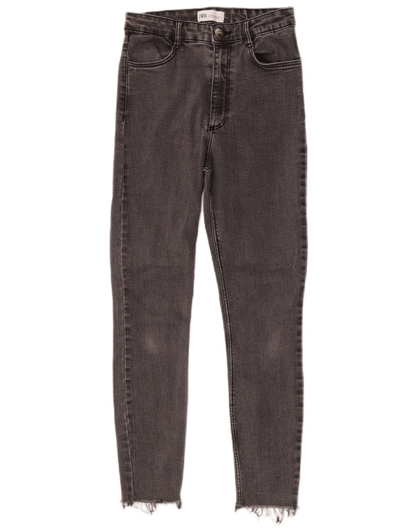 Damskie jeansy skinny z wysokim stanem Zara EU 38 Small W28 L25 Czarna bawełna