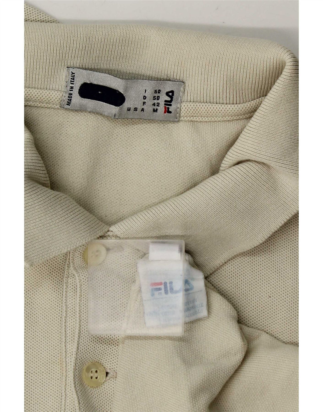 Męska koszulka polo Fila z długim rękawem IT 50, średnia, biała, bawełniana