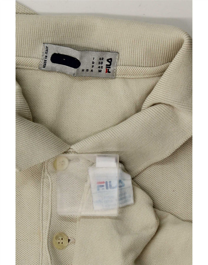 Męska koszulka polo Fila z długim rękawem IT 50, średnia, biała, bawełniana