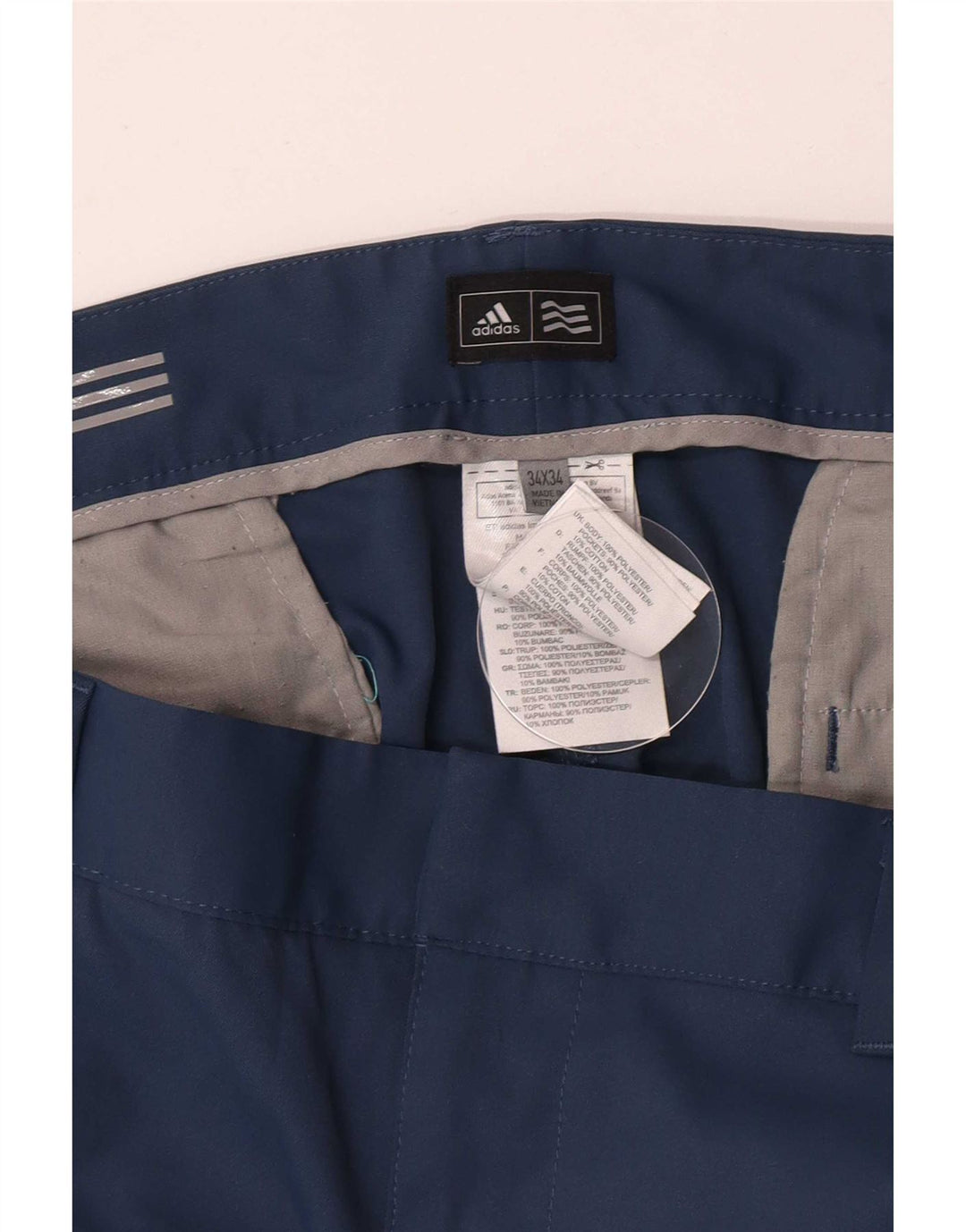 Adidas Męskie Proste Spodnie Chino W34 L34 Niebieski Poliester