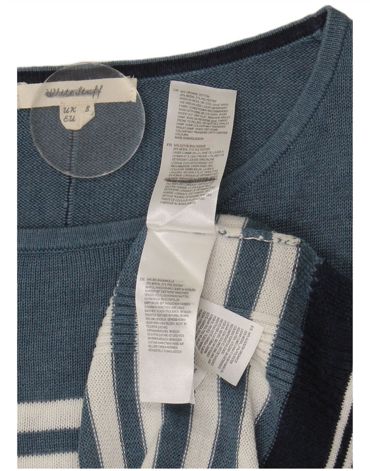 Damski sweter z dekoltem w łódkę White Stuff UK 8 w małe niebieskie paski