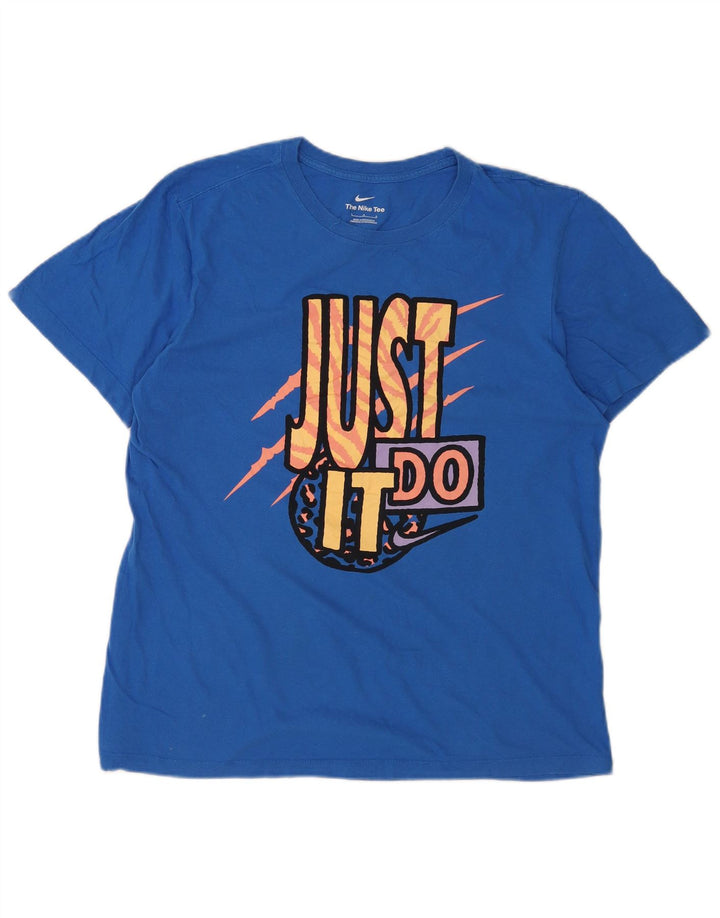 Męski T-shirt z grafiką Nike, duży, niebieski, bawełniany