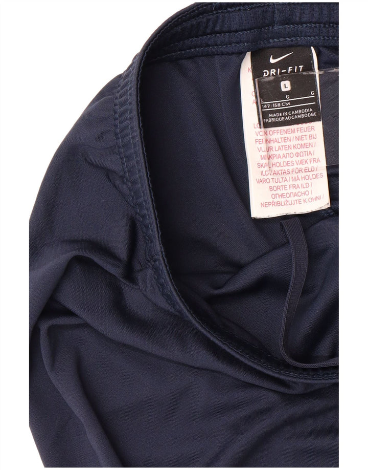 NIKE Boys Dri Fit Sport Shorts 12-13 Years Large Navy Blue Polyester