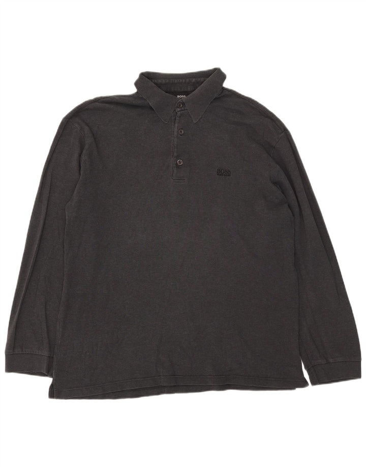 Męska koszulka polo z długim rękawem Hugo Boss, 2XL, szara