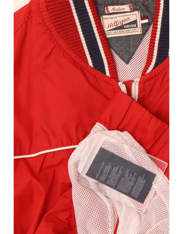 Męska kurtka bomberka Tommy Hilfiger UK 38, nylon w średnie czerwone paski