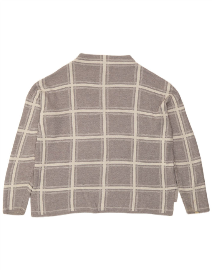 Marks & Spencer Damski sweter z okrągłym dekoltem, UK 16, duża, szara krata