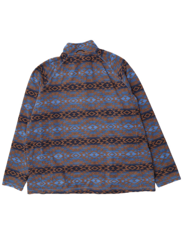Męski sweter polarowy Cotton Traders z zamkiem błyskawicznym 2XL, niebieski, geometryczny poliester