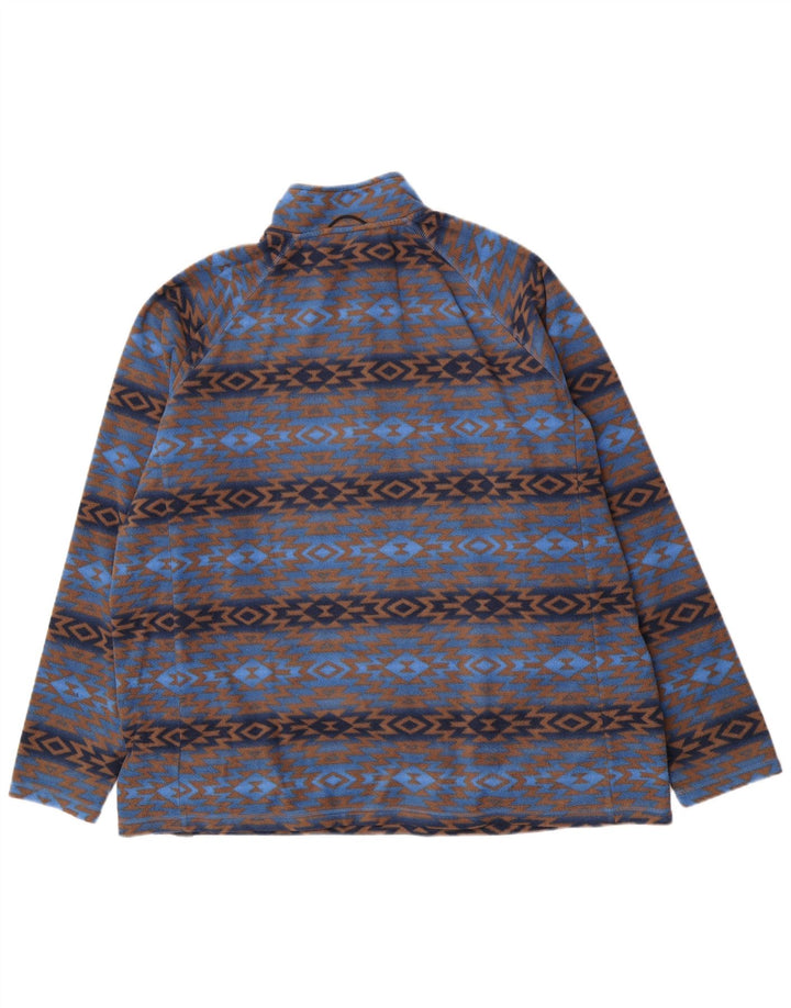 Męski sweter polarowy Cotton Traders z zamkiem błyskawicznym 2XL, niebieski, geometryczny poliester