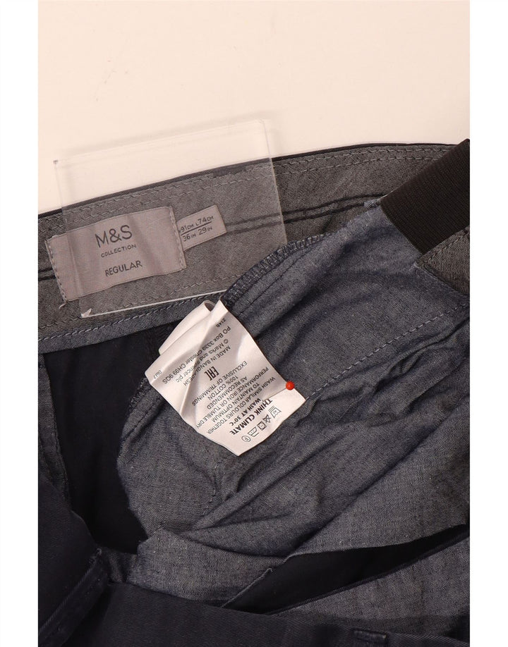 Męskie spodnie typu chino Regular Marks & Spencer W36 L29 Granatowa bawełna