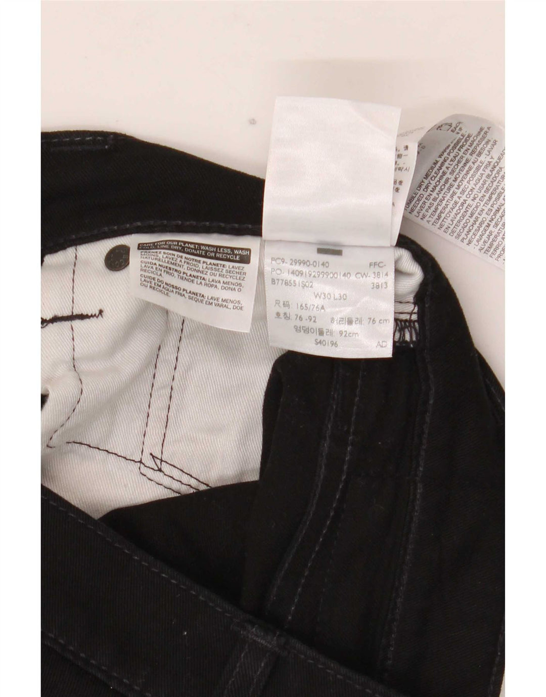 Męskie proste dżinsy Levi's W30 L30 Czarna bawełna