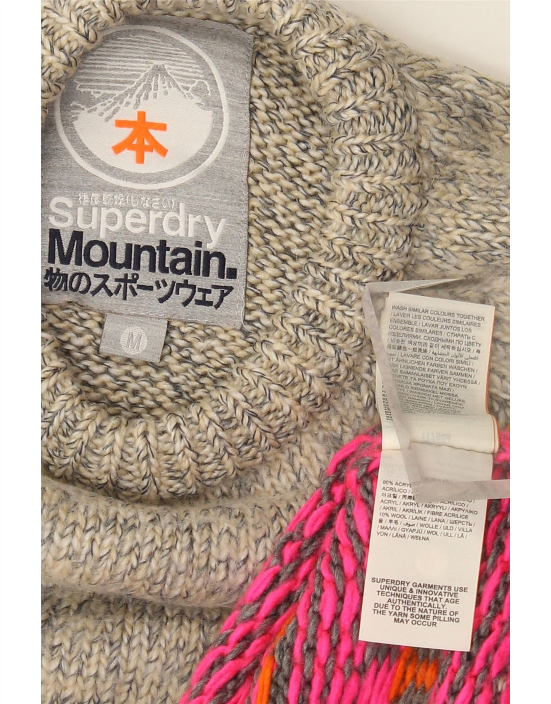 Damski sweter Superdry z okrągłym dekoltem UK 14 Średni szary Fair Isle