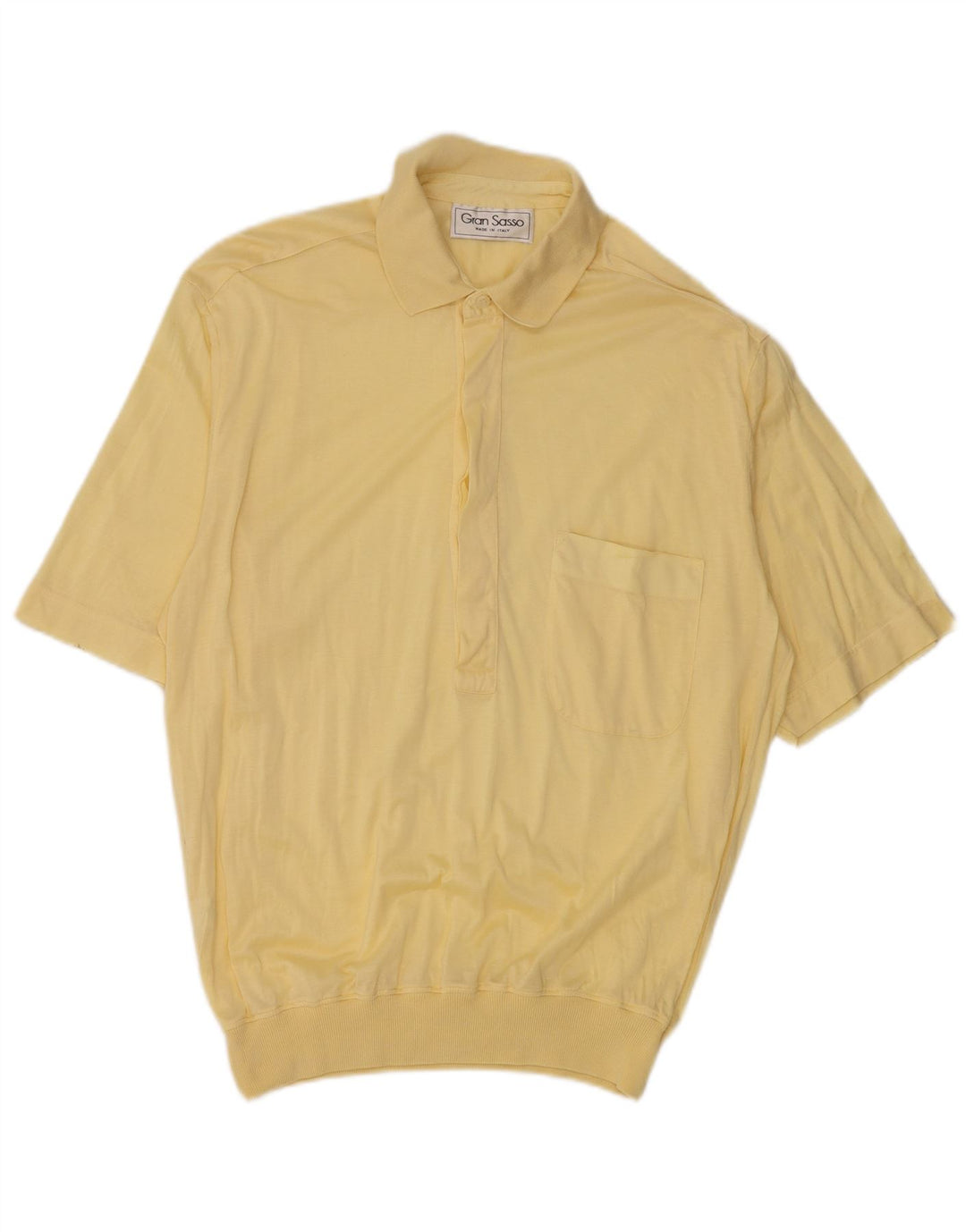Męska koszulka polo w stylu vintage, mała, żółta, bawełniana