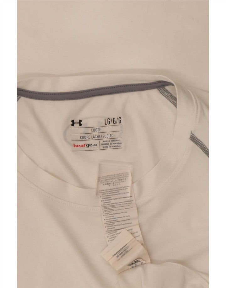 Męski top Under Armour Heat Gear z długim rękawem, duży, biały poliester