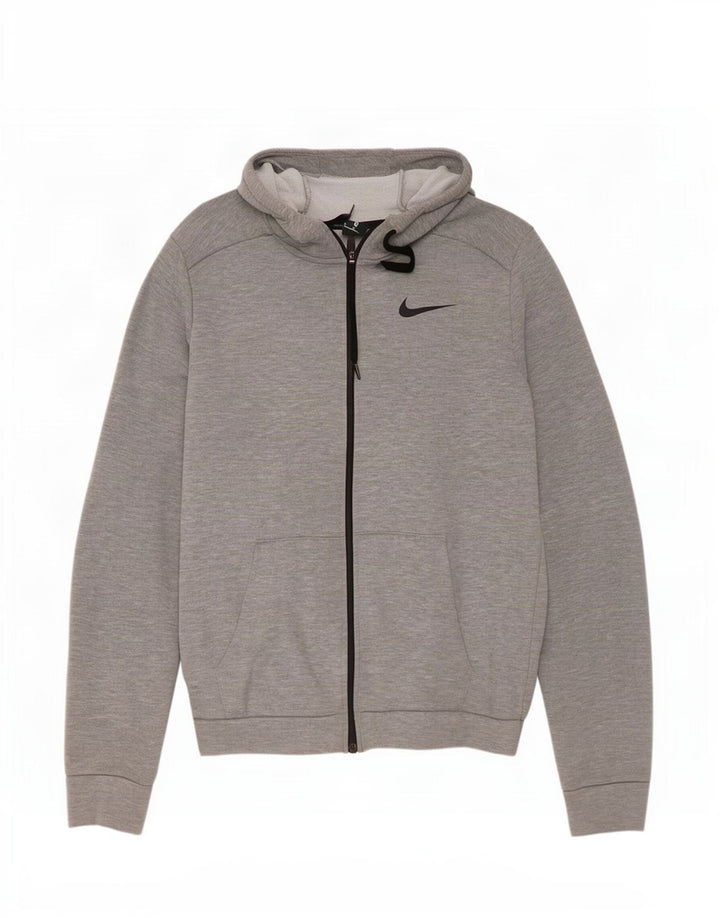 Męski sweter z kapturem i zamkiem błyskawicznym Nike, średnioszary, poliestrowy