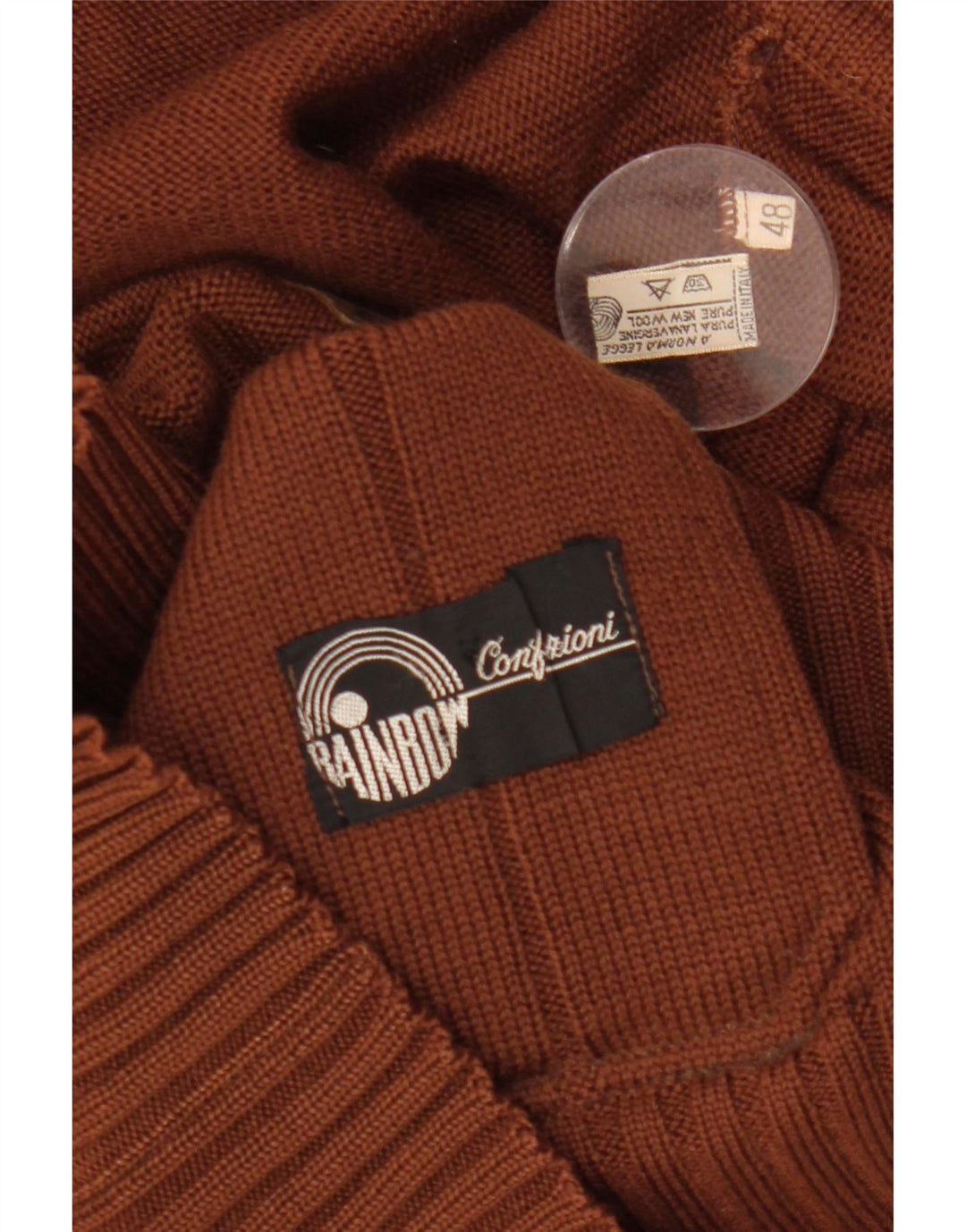 Tęczowy damski sweter kardigan IT 48 XL Brązowa wełna