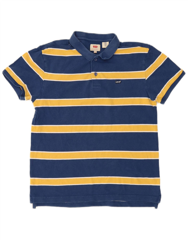 Męska koszulka polo Levi's, średnia, granatowa, bawełniana w paski
