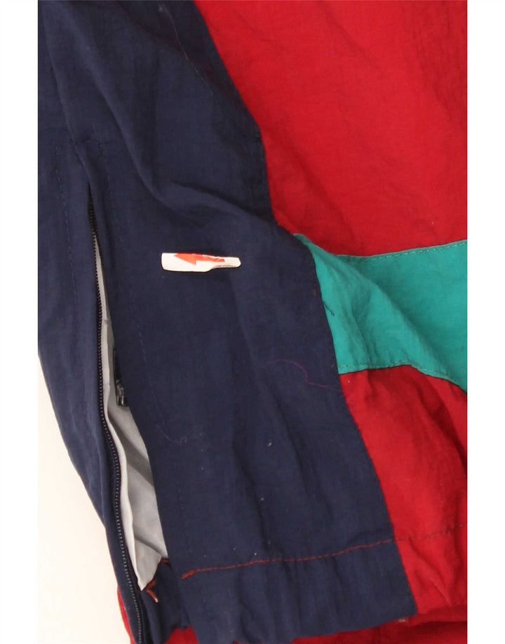 Damska kurtka parka w stylu vintage UK 14, duża, czerwona, z blokami kolorów