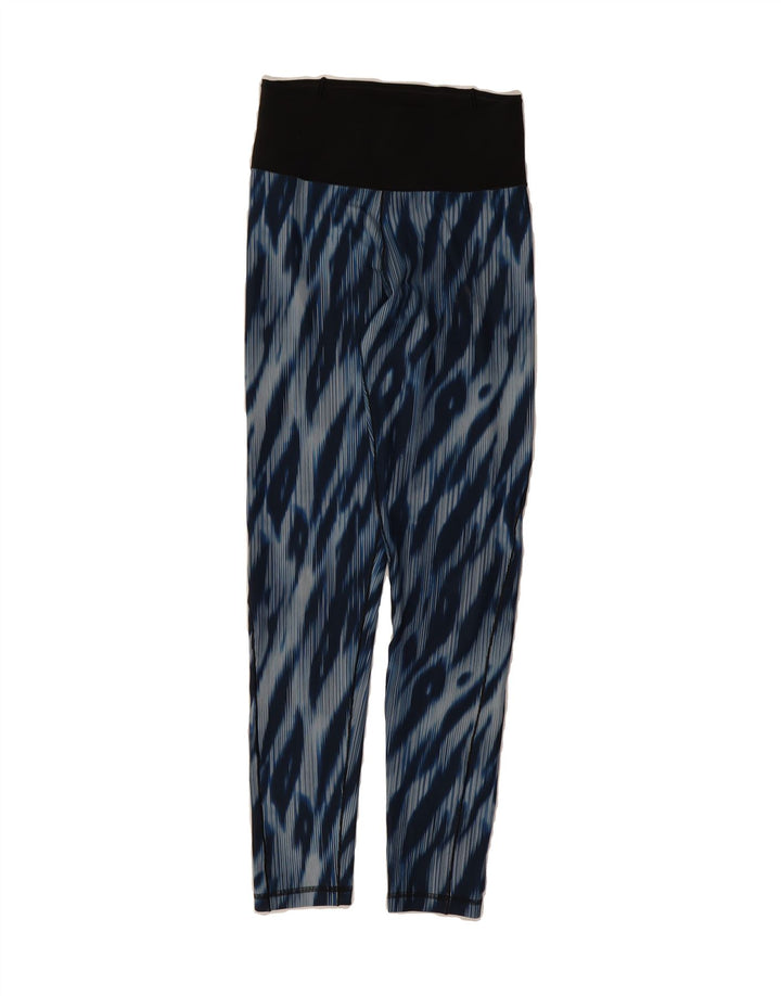 ADIDAS Womens Climalite Abstract Pattern Leggings UK 8/10 Small Blue Vintage Adidas and Second-Hand Adidas from Messina Hembry 