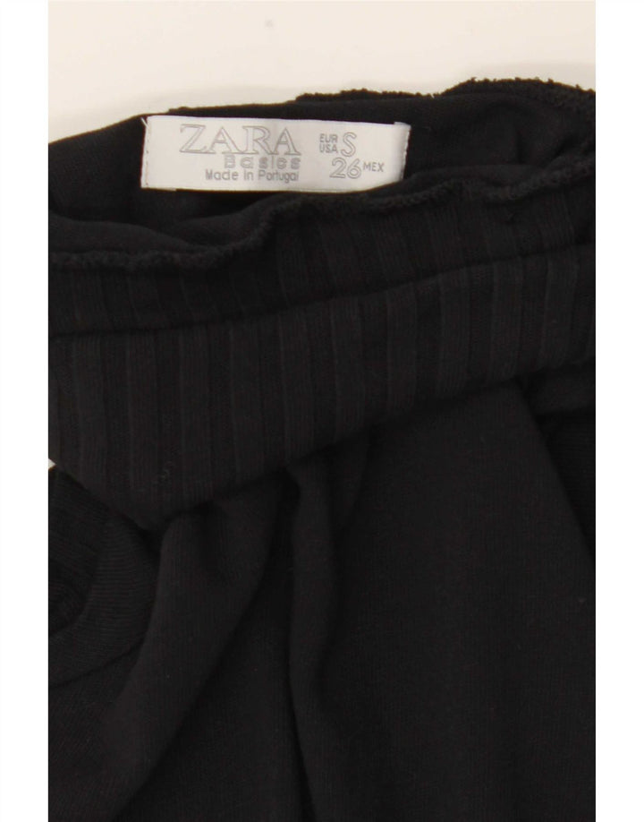 Sweter damski Zara z krótkim rękawem i dekoltem w serek, UK 8, mały, czarny