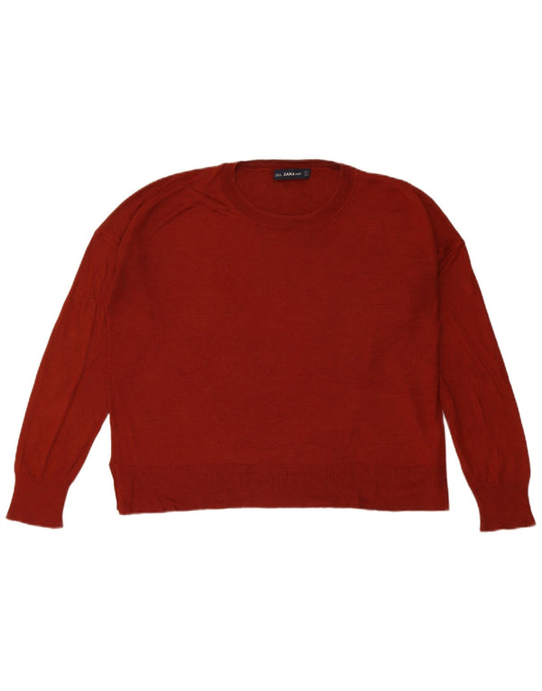 Damski sweter oversize z dekoltem w łódkę Zara UK 10 Small Burgundy