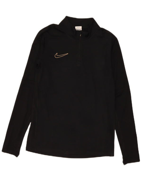 Męski dres Nike Dri Fit z zamkiem błyskawicznym na szyi, mały czarny poliester
