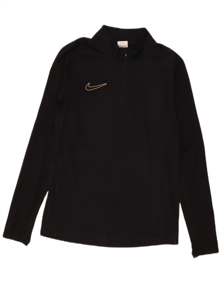Męski dres Nike Dri Fit z zamkiem błyskawicznym na szyi, mały czarny poliester