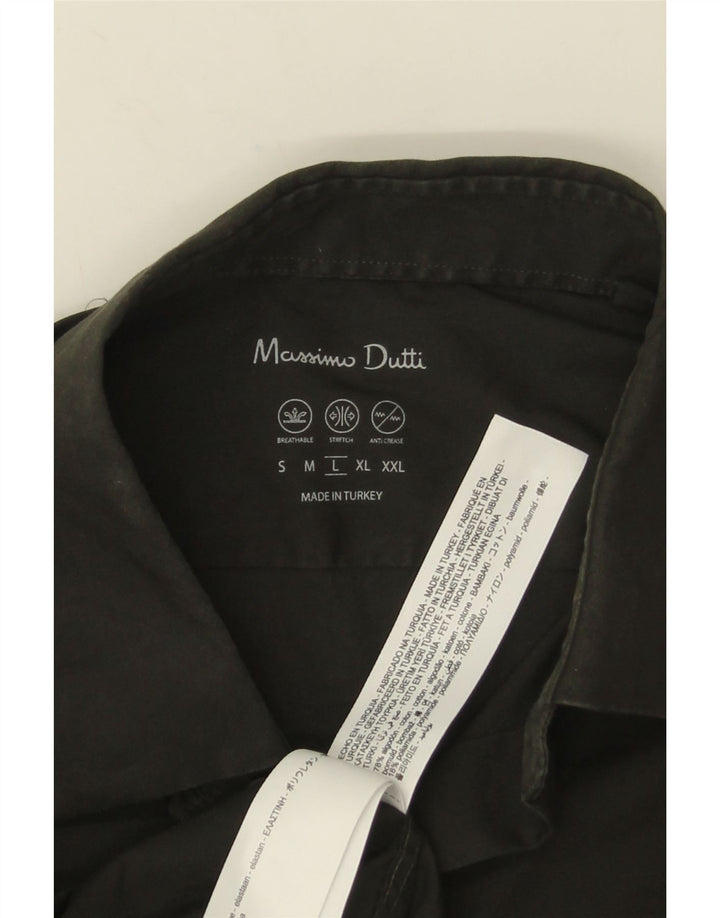 Koszula męska Massimo Dutti, duża, zielona, bawełniana