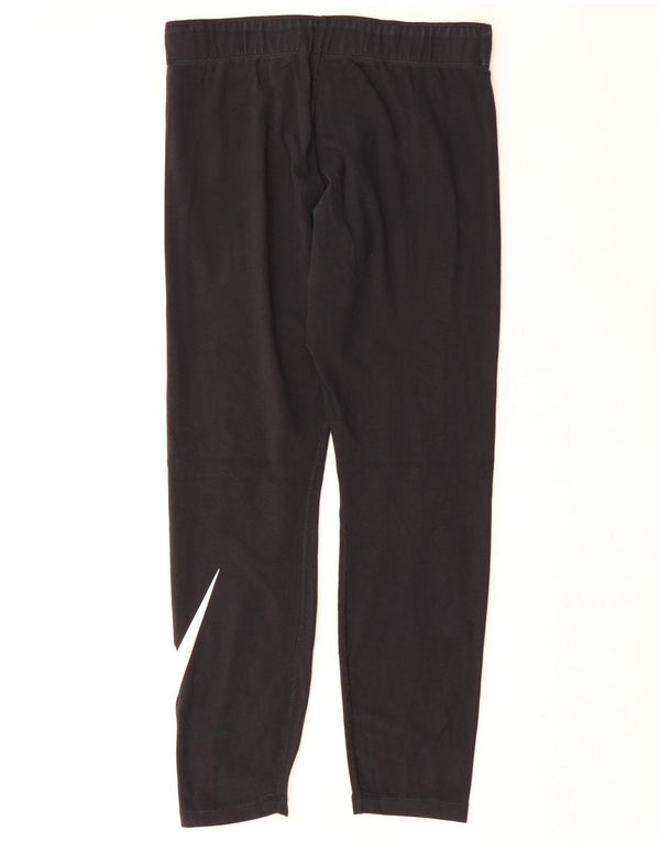 NIKE Womens Graphic Leggings UK 14 Medium Black Cotton