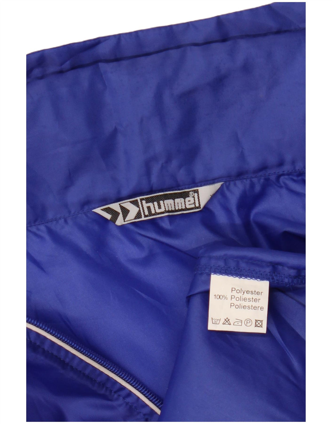 Męska kurtka przeciwdeszczowa z kapturem i grafiką HUMMEL UK 42 XL, niebieski poliester