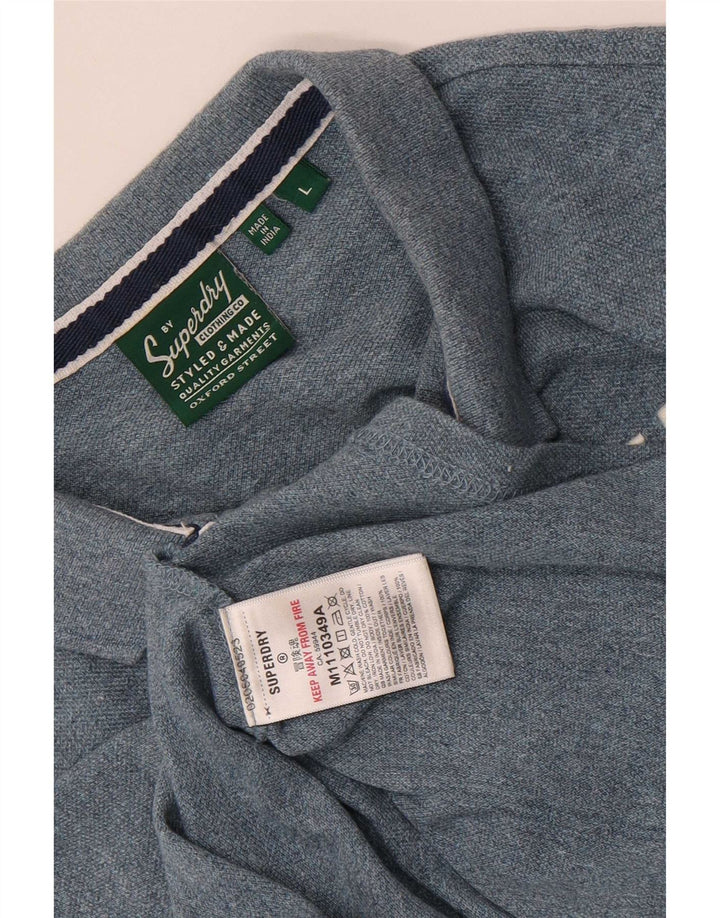 Męska koszulka polo Superdry z grafiką, duża, niebieska, bawełniana