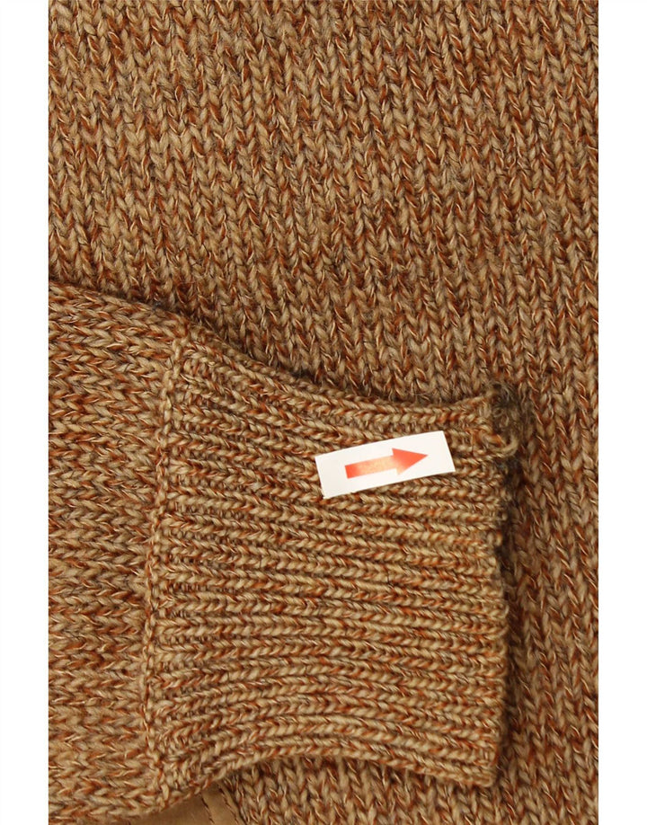 Vintage męski sweter z wycięciem pod szyją, duży, beżowy, nakrapiany