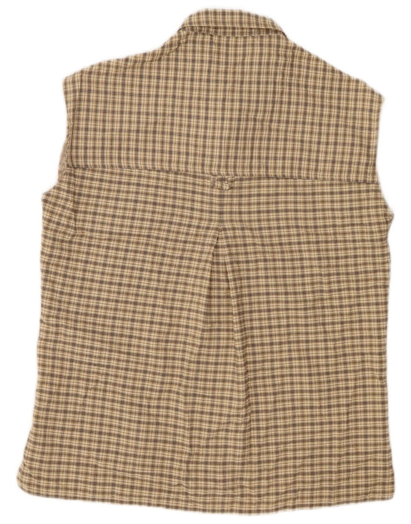 Damska koszula bez rękawów JACK WOLFSKIN UK 10 w małą beżową kratkę, poliester