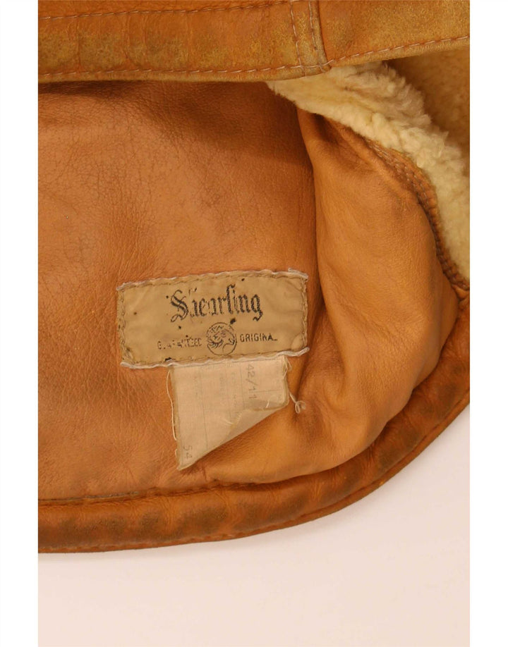 Vintage męska kurtka Shearling UK 42 XL Beżowa kurtka Shearling