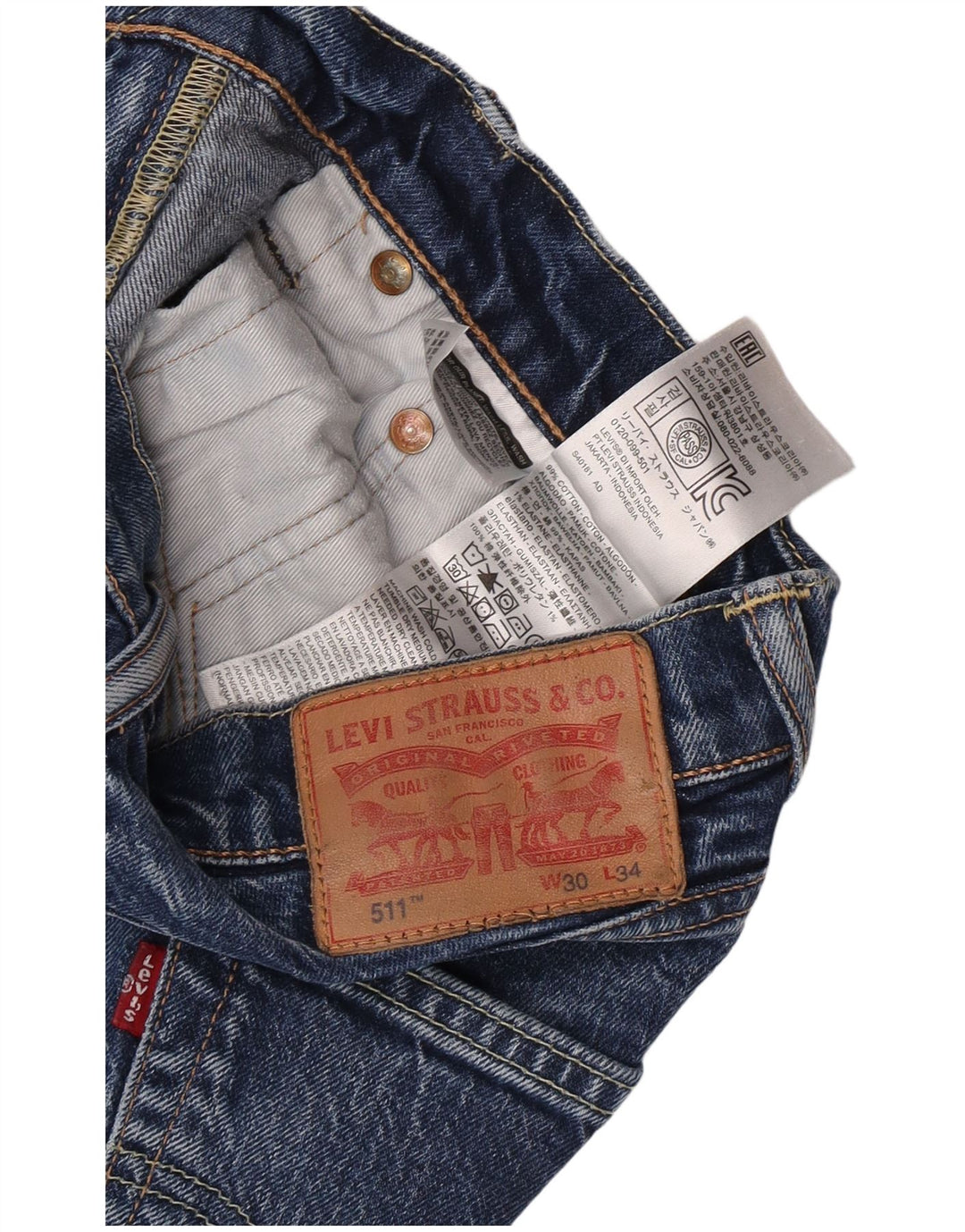 Męskie jeansy Levi's 511 Slim W30 L34 Niebieska bawełna